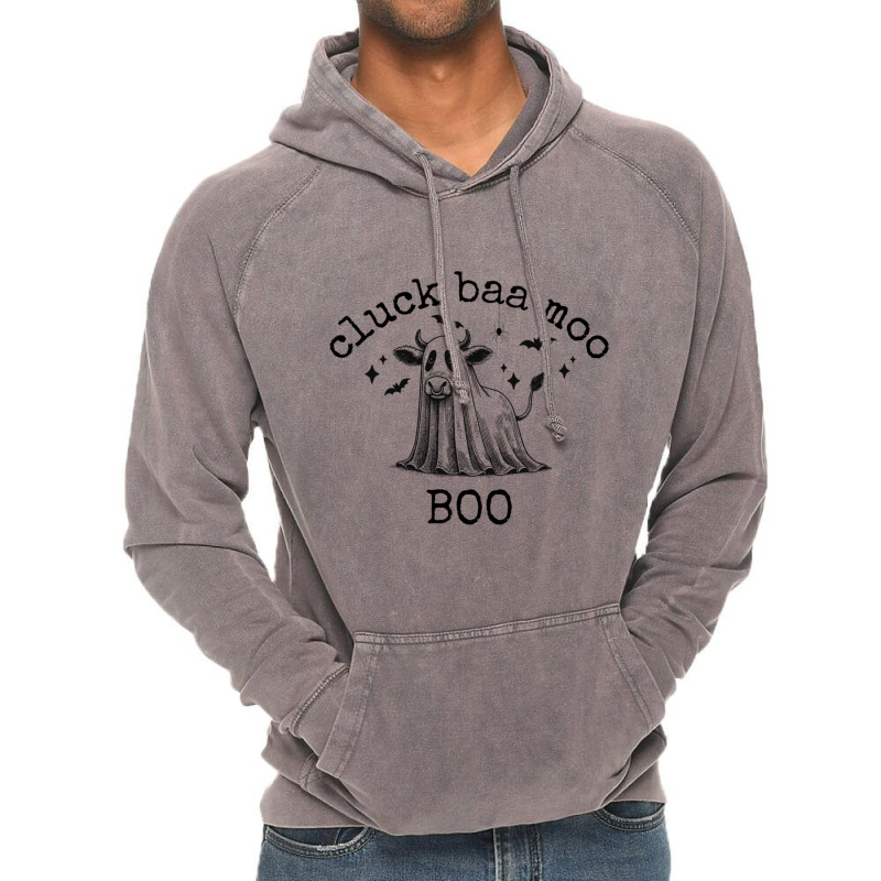 Cluck Baa Moo Boo Halloween Vintage Hoodie by Sandy | Artistshot