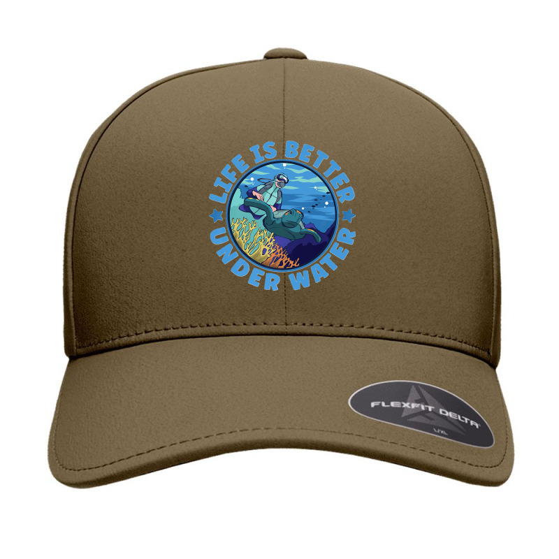 Life Is Better Under Water Marine Biology Scuba Diver Premium Seamless Cap | Artistshot