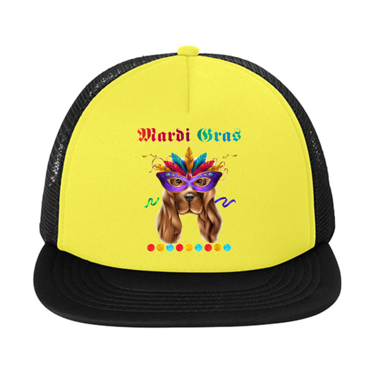 Cocker Spaniel Mardi Gras Mask Hat Bead With Feathers Funny Foam Snapback hat by WirtzRichard | Artistshot