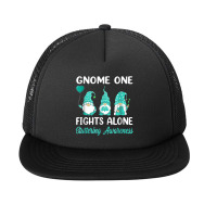 Gnome One Fight Alone Teal Ribbon Stuttering Awareness Foam Snapback Hat | Artistshot