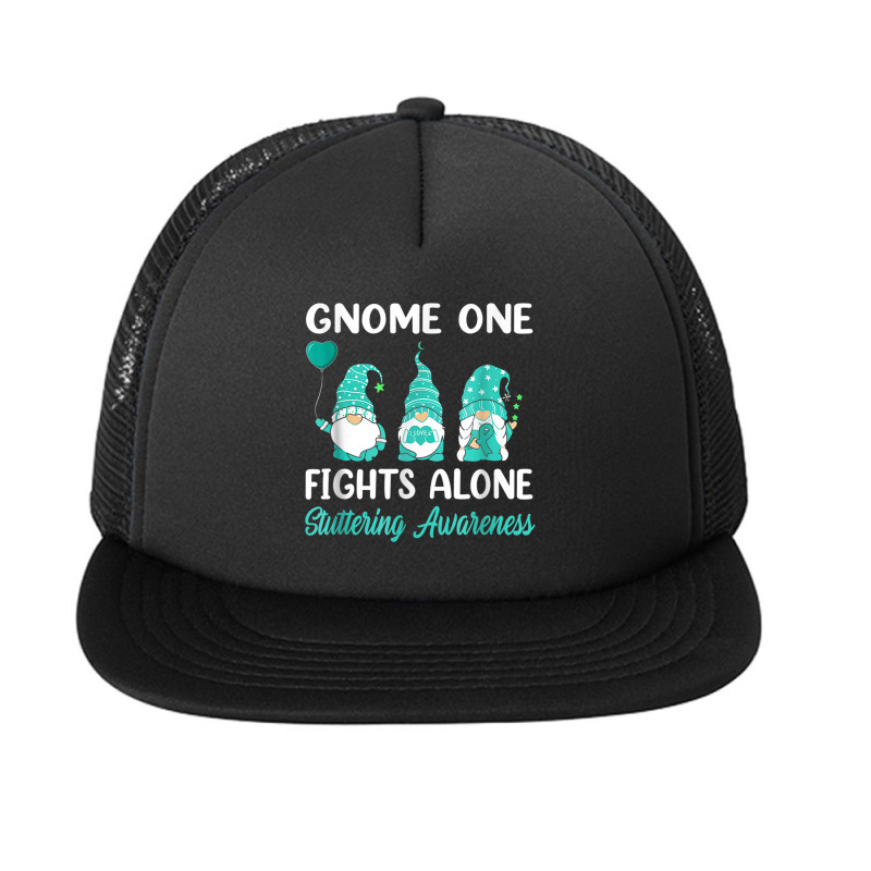 Gnome One Fight Alone Teal Ribbon Stuttering Awareness Foam Snapback hat by NathanielDesign | Artistshot