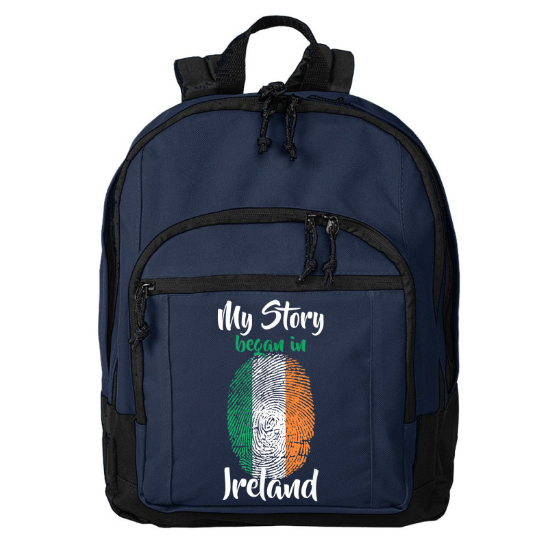 Irish Pride Fingerprint   My Story Started In Ireland Flag T Shirt Basic Backpack by puawhla | Artistshot