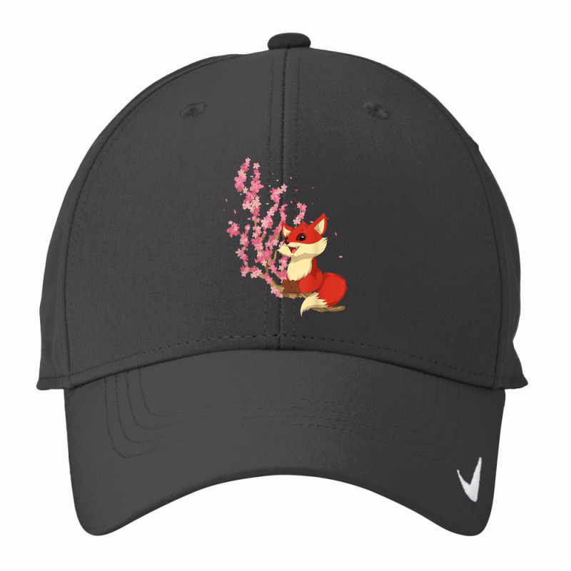 Forest Animal Lover Sakura Cherry Blossom Wildlife Fox T Shirt Nike Dri-FIT Cap by ebertfran1985 | Artistshot