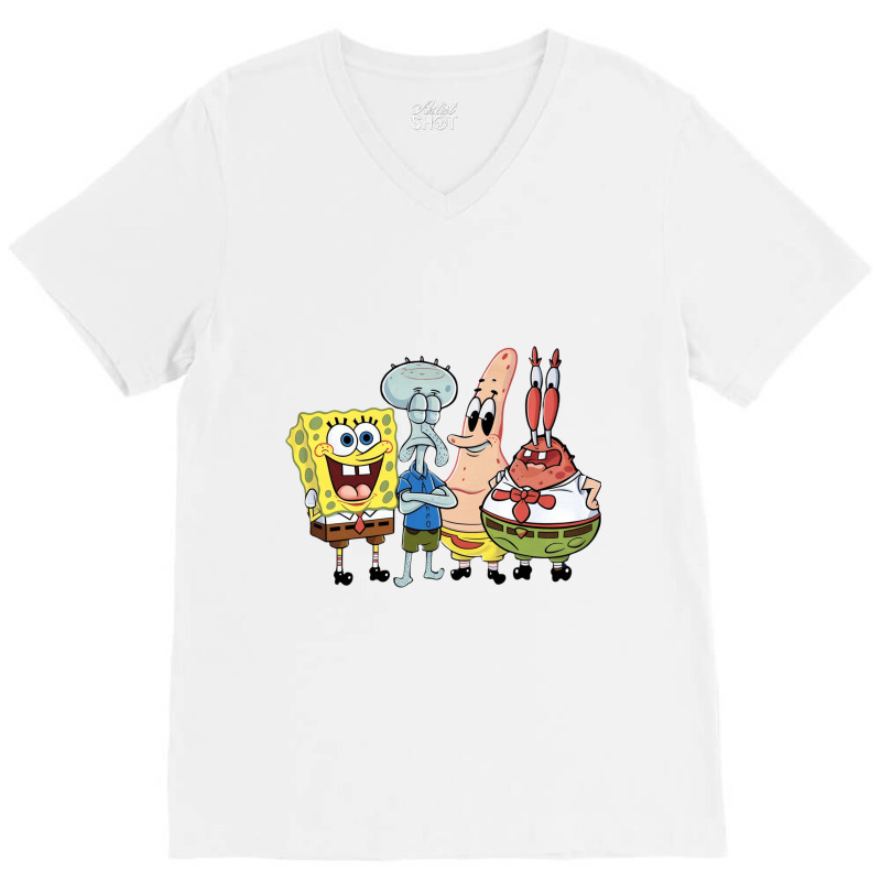 The Characters Are Spongebob, Patrick Star, Squidw V-Neck Tee by Sandy | Artistshot