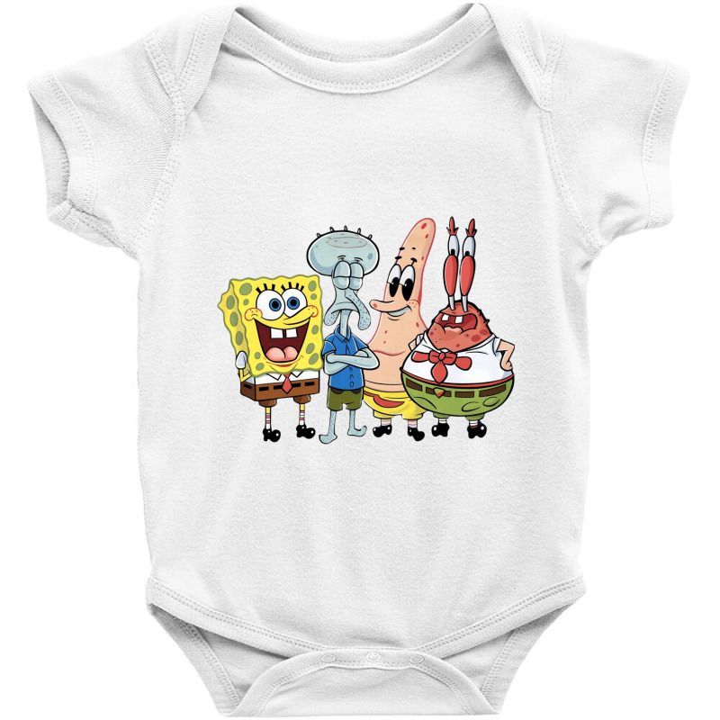 The Characters Are Spongebob, Patrick Star, Squidw Baby Bodysuit by Sandy | Artistshot