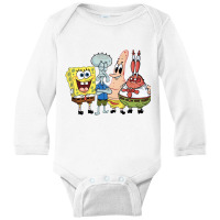 The Characters Are Spongebob, Patrick Star, Squidw Long Sleeve Baby Bodysuit | Artistshot