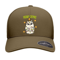 Cute Meowy Catmas Christmas Cat Tangled Up In Lights T Shirt Seamless Cap | Artistshot