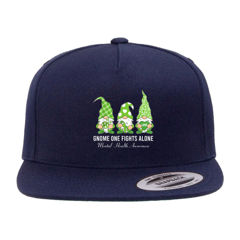 Green Ribbon Gnome One Fights Alone Mental Health Awareness 5 panel snapback cap by NathanielDesign | Artistshot