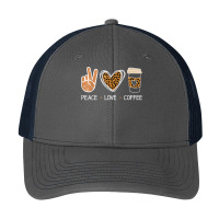 Peace Love Coffee Leopard Heart Coffee Design T Shirt Pa Trucker Cap | Artistshot