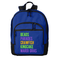 Beads, Parades, Crawfish, Kingcake, Mardi Gras Basic Backpack | Artistshot