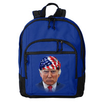 President Donald Trump In Flag Of Usa Head Wrap Basic Backpack | Artistshot