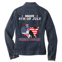 Boston Terrier American Flag Make 4th Of July Great Again Ladies Denim Jacket | Artistshot