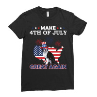 Boston Terrier American Flag Make 4th Of July Great Again Ladies Fitted T-shirt | Artistshot