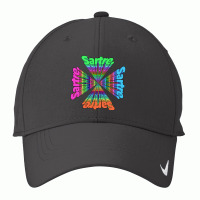 Jean Paul Sartre Kaleidoscope Typographic Design Nike Dri-fit Cap | Artistshot