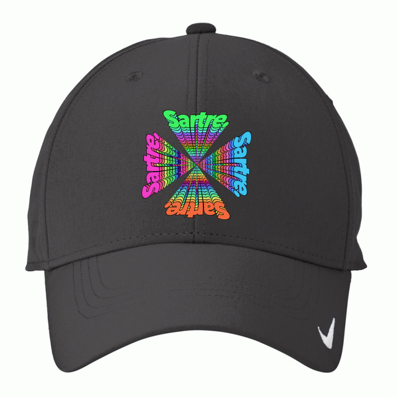 Jean Paul Sartre Kaleidoscope Typographic Design Nike Dri-FIT Cap by gusjigangkudus | Artistshot