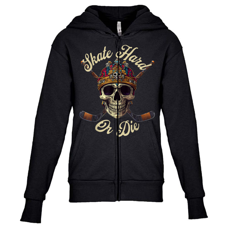 Ice Hockey Skull Skate Hard Or Die Youth Zipper Hoodie | Artistshot