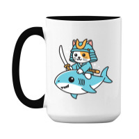 Ninja Cat Samurai Riding Shark 15 Oz Coffee Mug | Artistshot