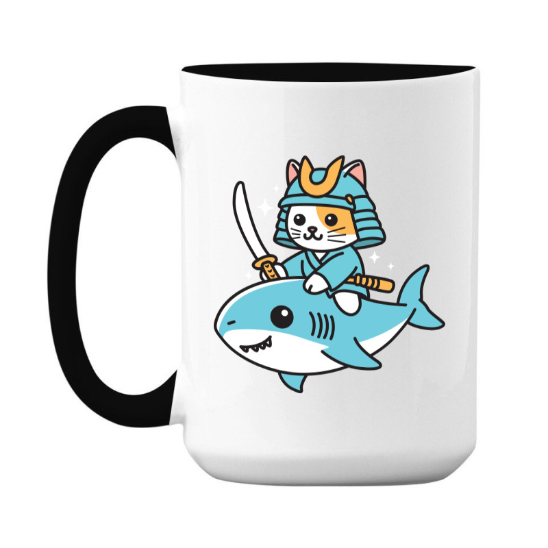 Ninja Cat Samurai Riding Shark 15 Oz Coffee Mug | Artistshot