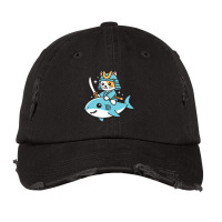 Ninja Cat Samurai Riding Shark Vintage Cap | Artistshot