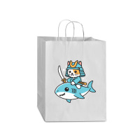 Ninja Cat Samurai Riding Shark Mart Paper Bag -13 X 7 X 17 | Artistshot