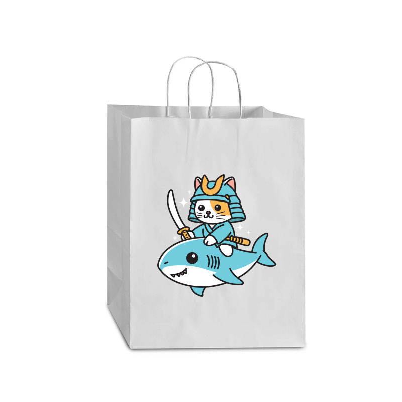 Ninja Cat Samurai Riding Shark Mart Paper Bag -13 X 7 X 17 | Artistshot