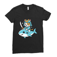 Ninja Cat Samurai Riding Shark Ladies Fitted T-shirt | Artistshot