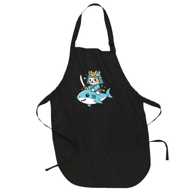 Ninja Cat Samurai Riding Shark Full-length Apron | Artistshot