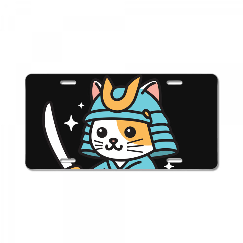 Ninja Cat Samurai Riding Shark License Plate | Artistshot