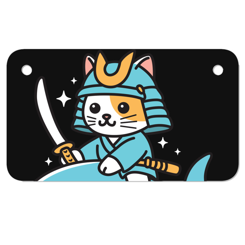 Ninja Cat Samurai Riding Shark Motorcycle License Plate | Artistshot