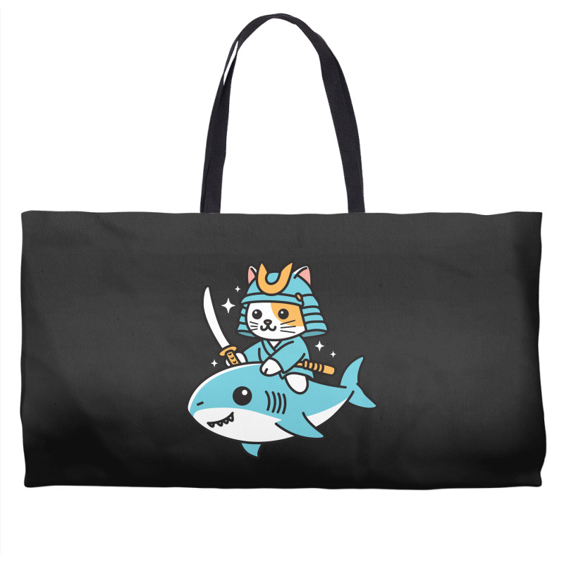 Ninja Cat Samurai Riding Shark Weekender Totes | Artistshot