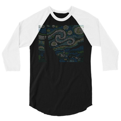 Ascii Night 3/4 Sleeve Shirt Designed By Mdk Art