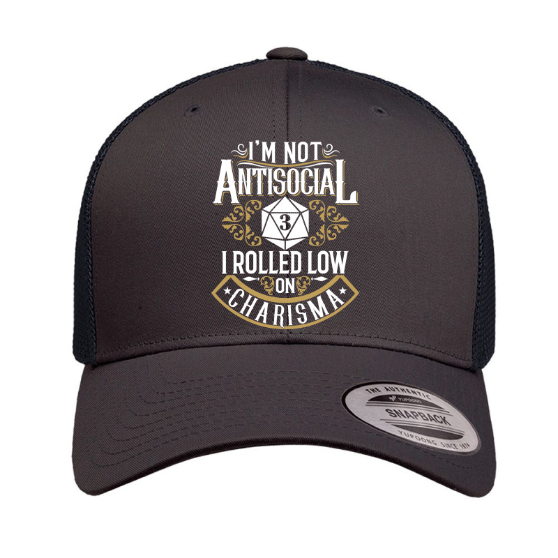 Not Antisocial, Rolled Low Charisma Funny Rpg Loves Dragons Retro Trucker Cap by cm-arts | Artistshot