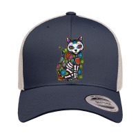 Cat Sugar Skull Mexico Calavera Dia De Los Muertos Halloween Retro Trucker Cap | Artistshot