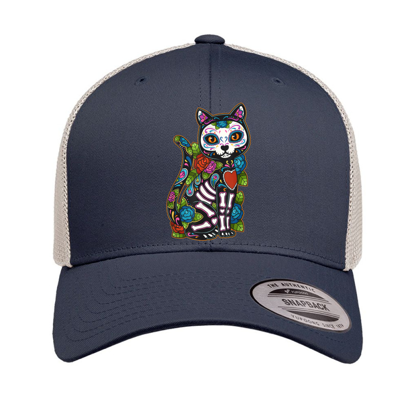 Cat Sugar Skull Mexico Calavera Dia De Los Muertos Halloween Retro Trucker Cap by SonjaBogenschutz | Artistshot