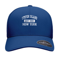 Staten Island New York T Est. 1661 Distressed Seamless Cap | Artistshot