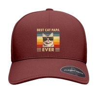 Best Cat Papa Ever  Vintage Retro Cat Dad Father Day Seamless Cap | Artistshot