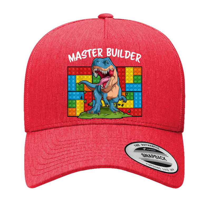 Master Builder Funny Building Blocks T-rex Dinosaur Characters Video G Yupoong Trucker Cap by JazmineDesign | Artistshot