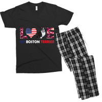 America Flag Love My Boston Terrier Men's T-shirt Pajama Set | Artistshot