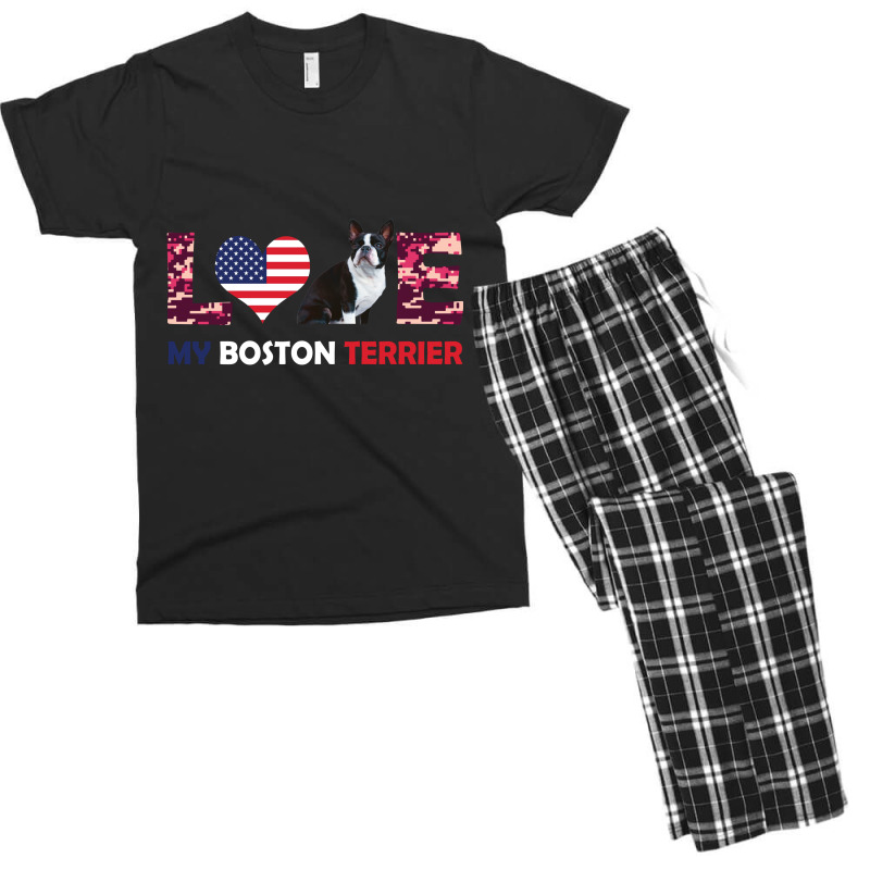 America Flag Love My Boston Terrier Men's T-shirt Pajama Set by vip.pro123 | Artistshot