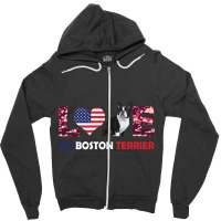 America Flag Love My Boston Terrier Zipper Hoodie | Artistshot