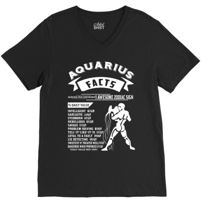 Aquarius Hoodies Aquarius Facts Serving Per Container 1 Awesome Zodiac V-neck Tee Designed By Designbycommodus