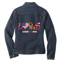 America Flag Love My Chow Shepherd Ladies Denim Jacket | Artistshot