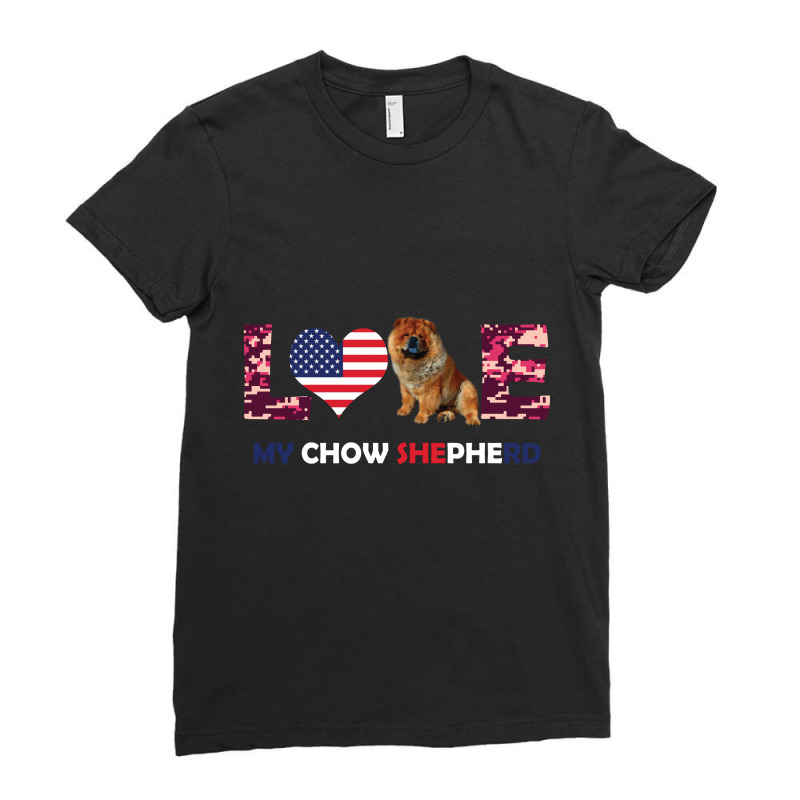 America Flag Love My Chow Shepherd Ladies Fitted T-Shirt by vip.pro123 | Artistshot