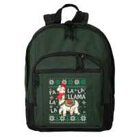 Fa La La Llama Christmas Santa Hat Lights Ugly Sweater 136 Basic Backpack | Artistshot