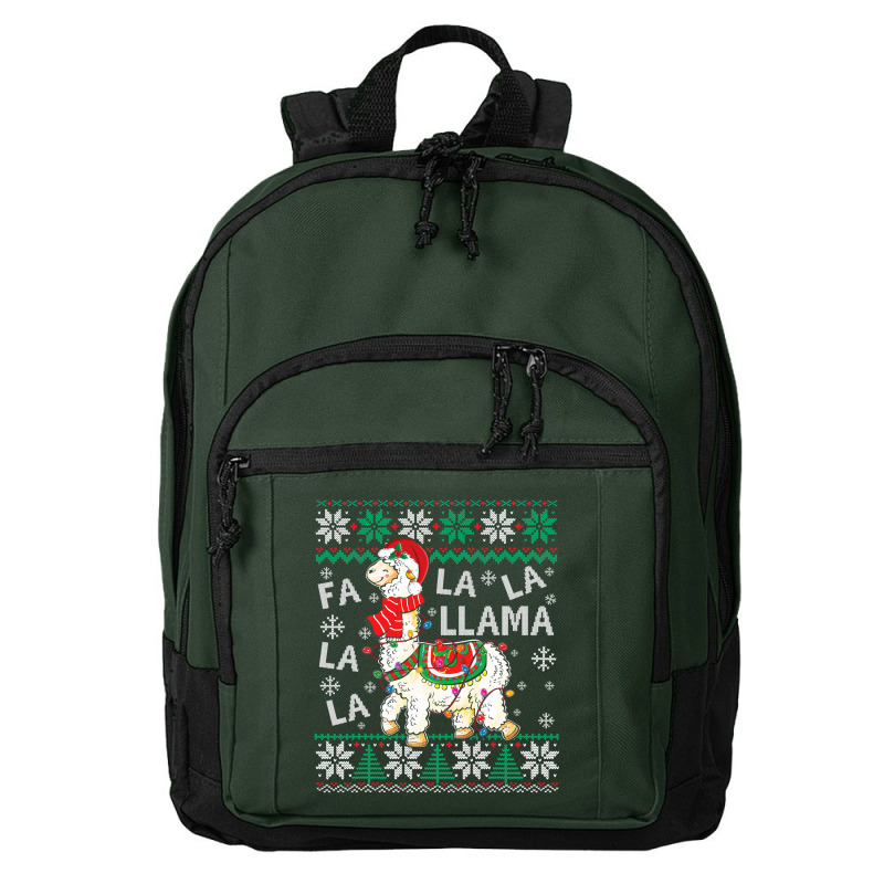 Fa La La Llama Christmas Santa Hat Lights Ugly Sweater 136 Basic Backpack | Artistshot