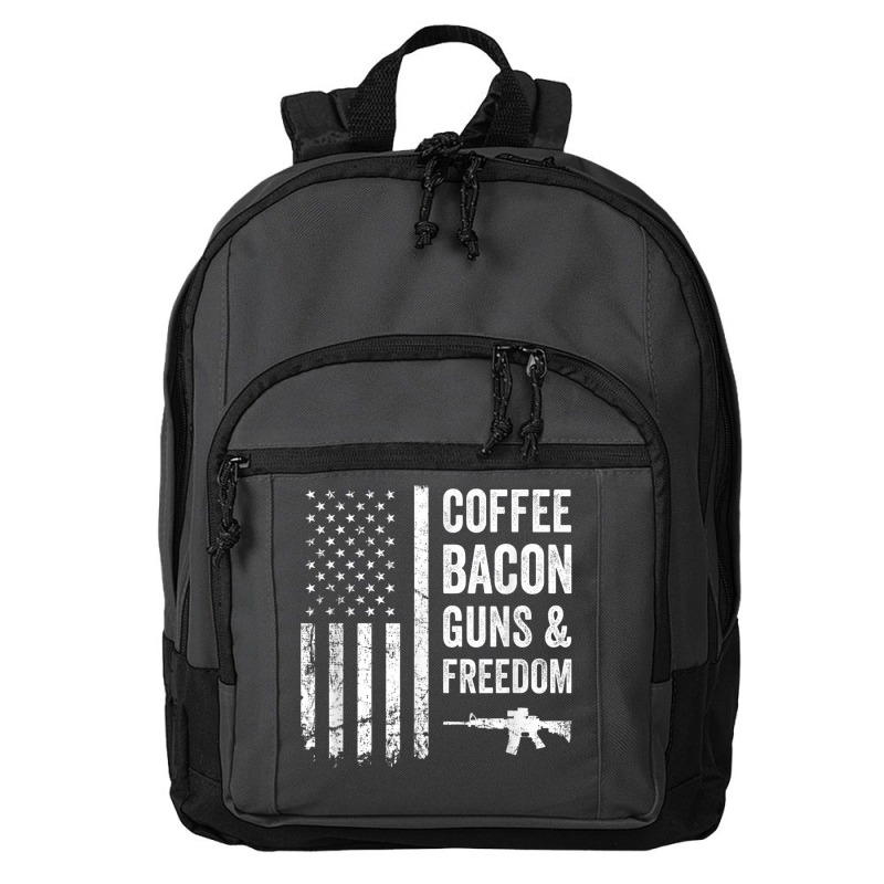 Coffee Bacon Guns And Freedom   Bbq Grill Funny Gun Usa Flag T Shirt Basic Backpack | Artistshot