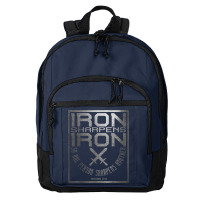 Iron Sharpens Iron  Holy Christian Bible Verse Animations Characters Basic Backpack | Artistshot