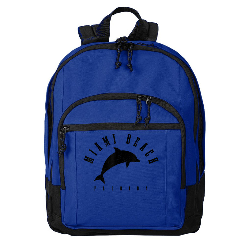 Miami Beach Florida Fl Vintage Surf Dolphin Vacation T Shirt Basic Backpack | Artistshot