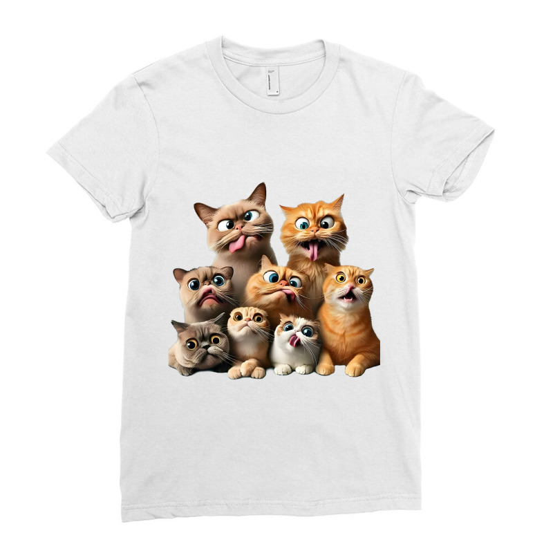 Funny Cat Art Print Ladies Fitted T-Shirt by Sandy | Artistshot