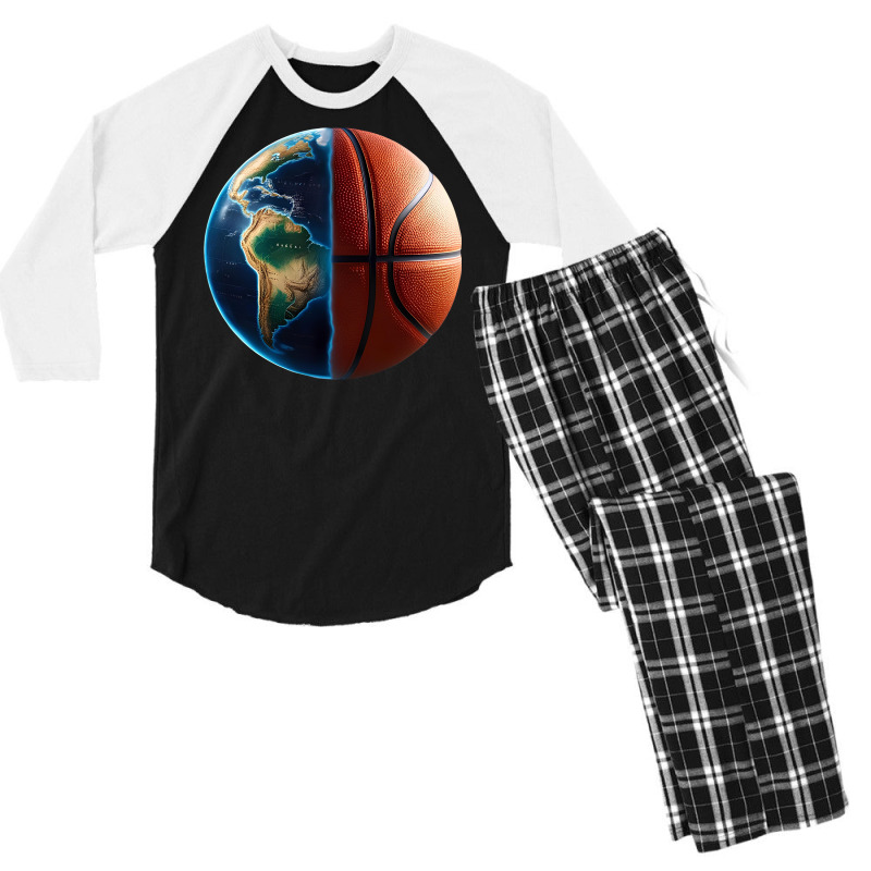 World Basketball Men's 3/4 Sleeve Pajama Set | Artistshot